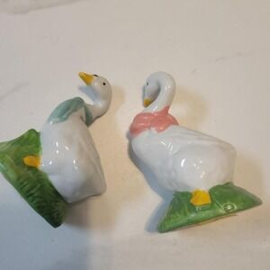 2 cottagecore ceramic goose /  duck figurines